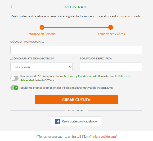 codigo promocional instabet