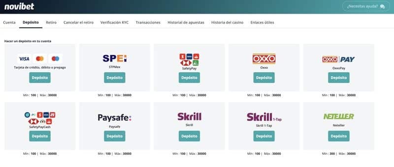 depositar novibet